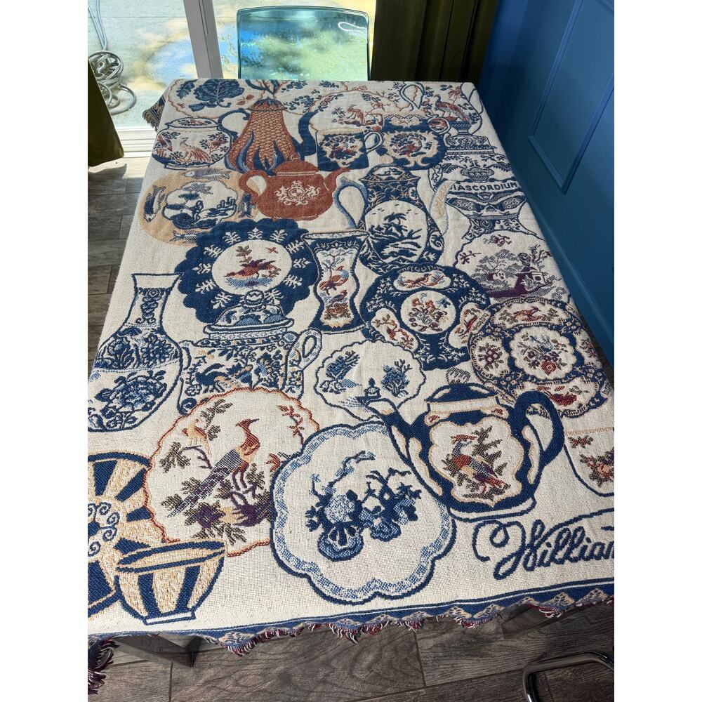 Colonial Williamsburg Goodwin Weavers Floral Teapot Decorative Throw Blanket